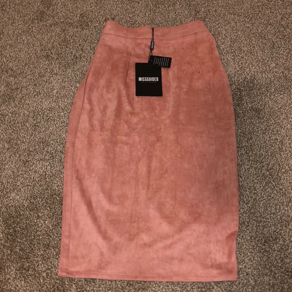 Misguided mauve suede skirt